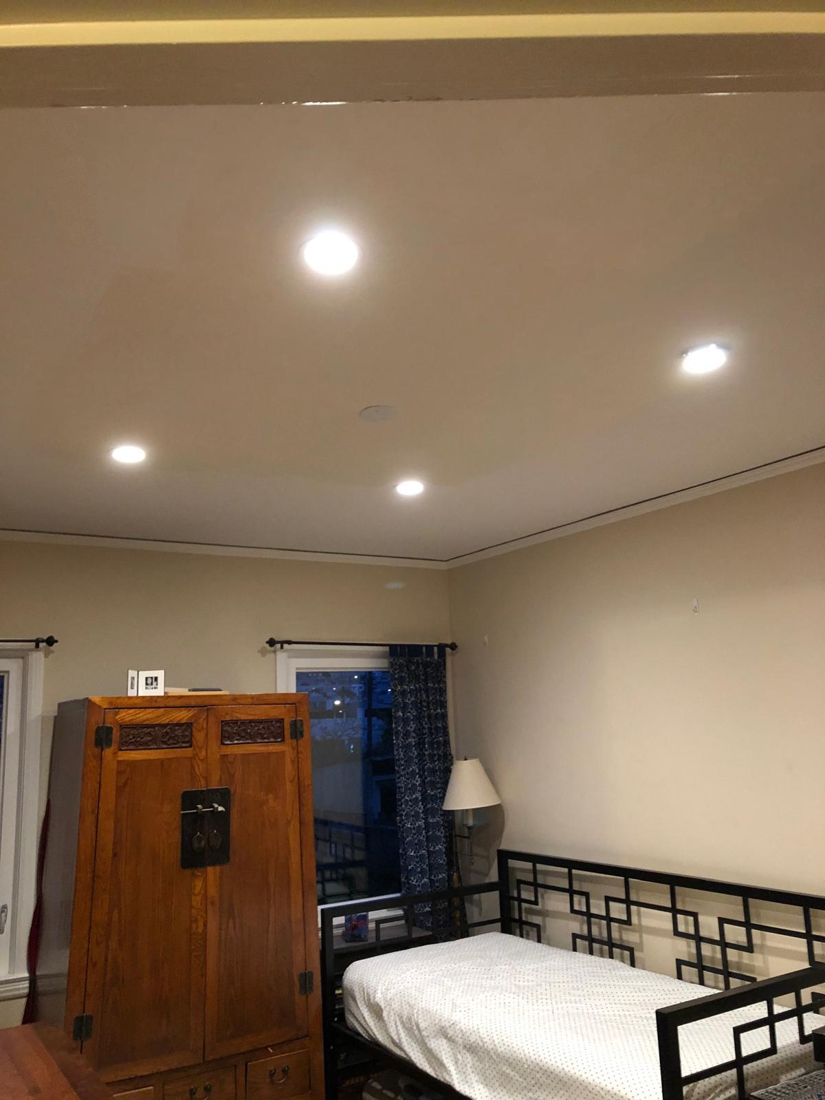 Bedroom ceiling drywall repair finished room